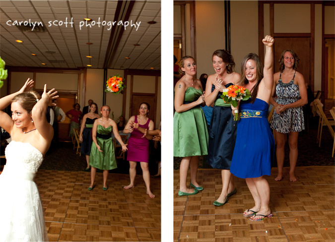 bouquet toss raleigh wedding photographer