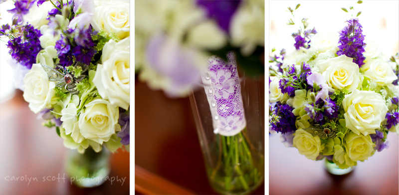 ivory and purple bouquet