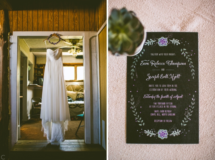 Wedding dress and invitations
