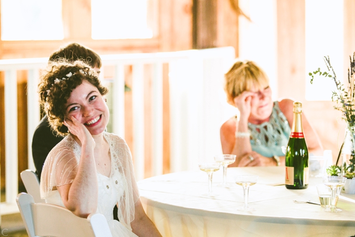 Bride crying during speech