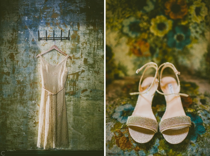 Wedding gown and shoes