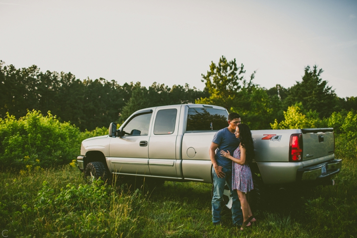 Couple with Chevrolet Truck engagement session