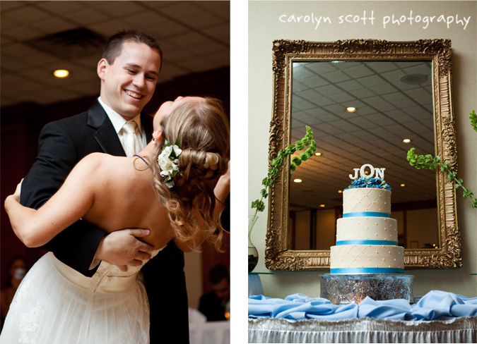 blue and white ribbon cake raleigh wedding photographer