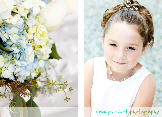 hydrangea bouquet and flower girl