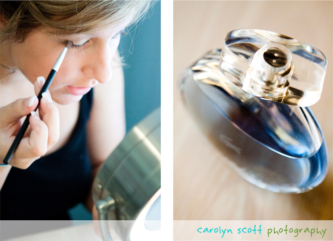 bride getting ready with perfume