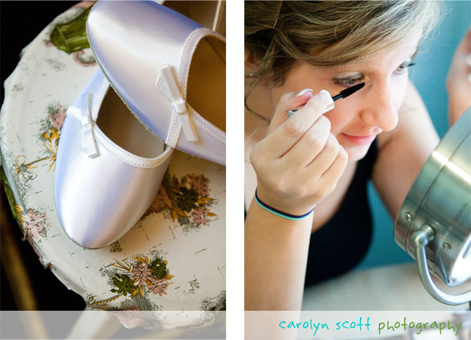 bride getting ready with white flats