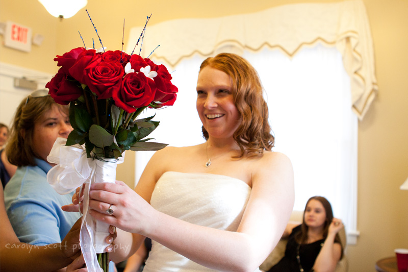Red and White Bridal Bouquet