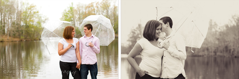 rainy engagement session