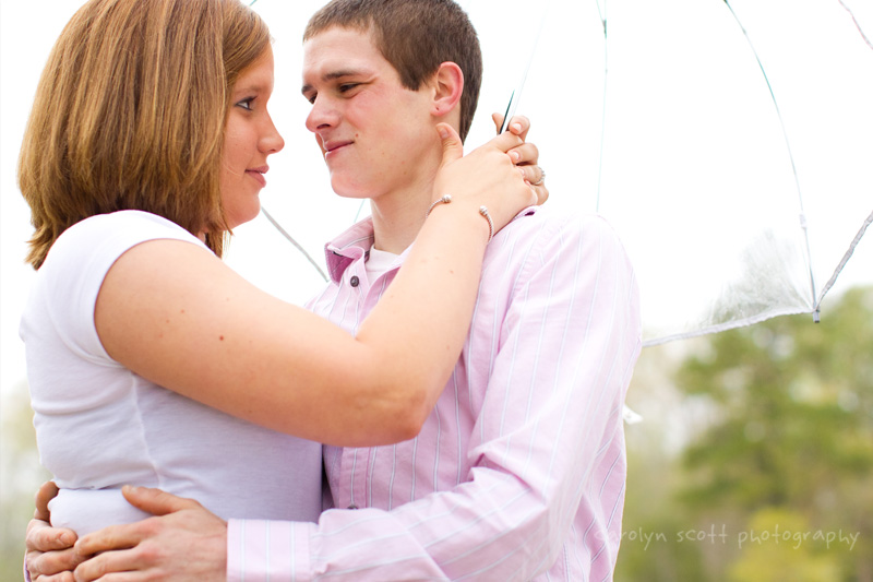 rainy engagement session