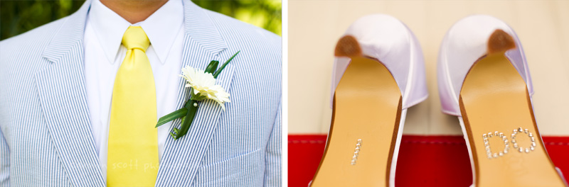 Blue and White Seer-Sucker Groomsmen Suits