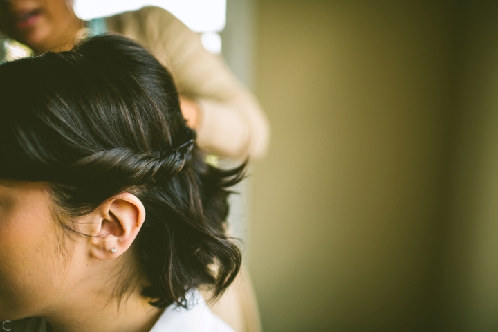 Closeup of bridal hair twist