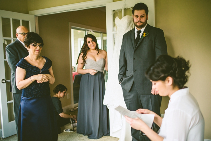 Bride reading letter from groom