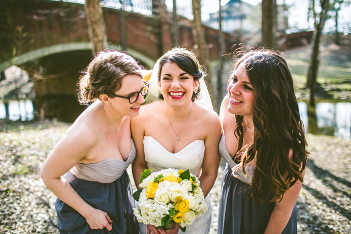 Bridesmaids laughing