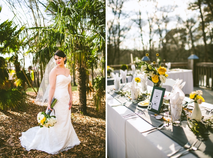 Bridal portrait and wedding table setup