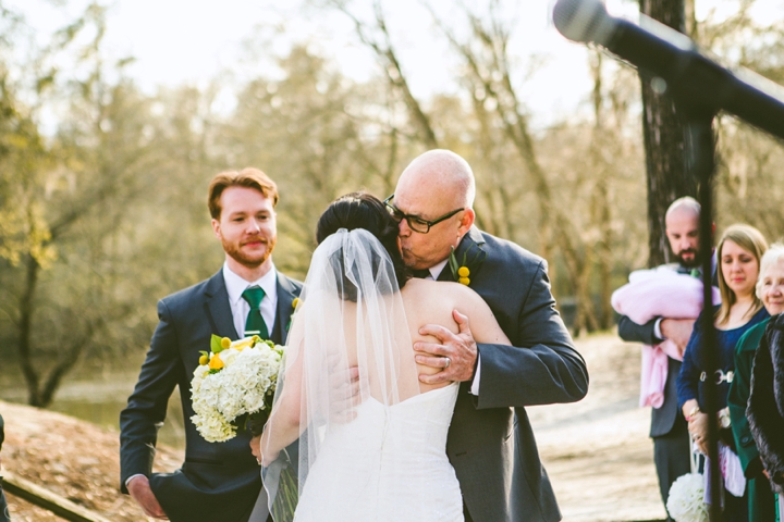 Bride hugging father