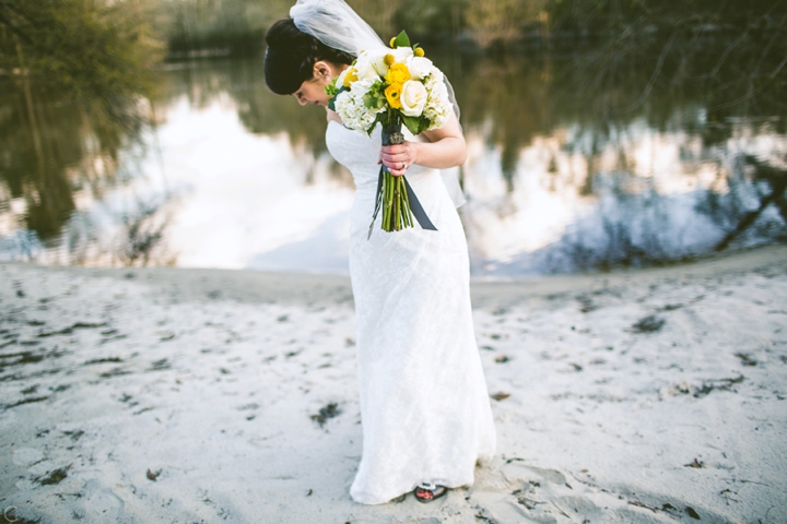 Bride on beach