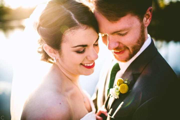 Bride and groom close up portrait