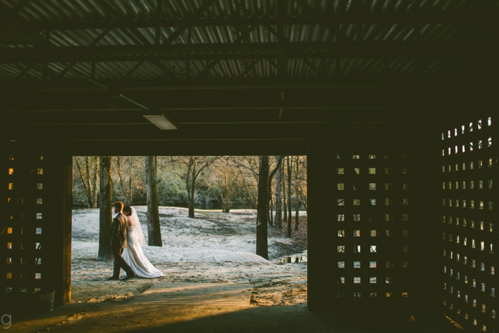 Bride and groom walking