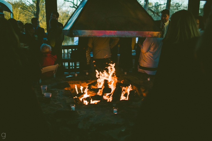 Fireplace at wedding reception