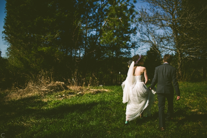 Wedding couple walking