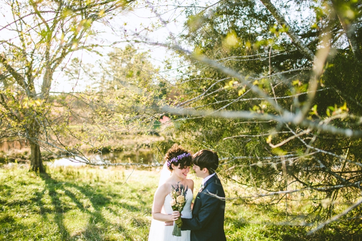 Wedding couple on farm portrait