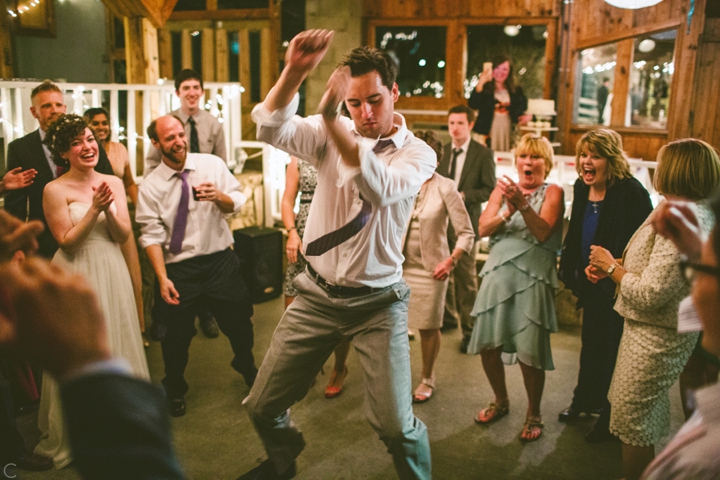 Man dancing at wedding reception