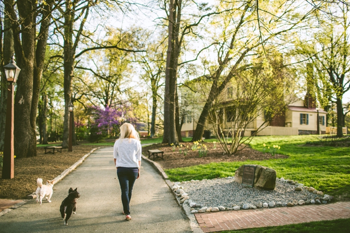 Girl walking with dogs