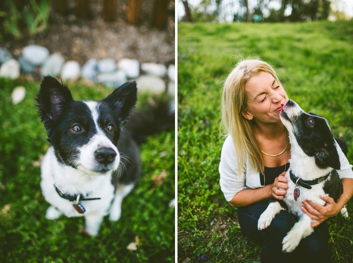 Dog licking owner's face