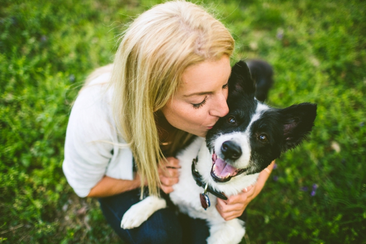 Smiling dog with owner