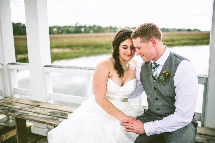 Bride and groom at Creek Club at I'On