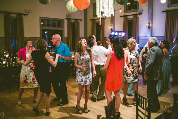 Wedding guests dancing