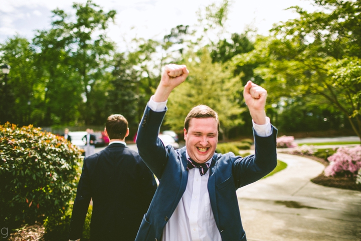 Groomsman celebrating