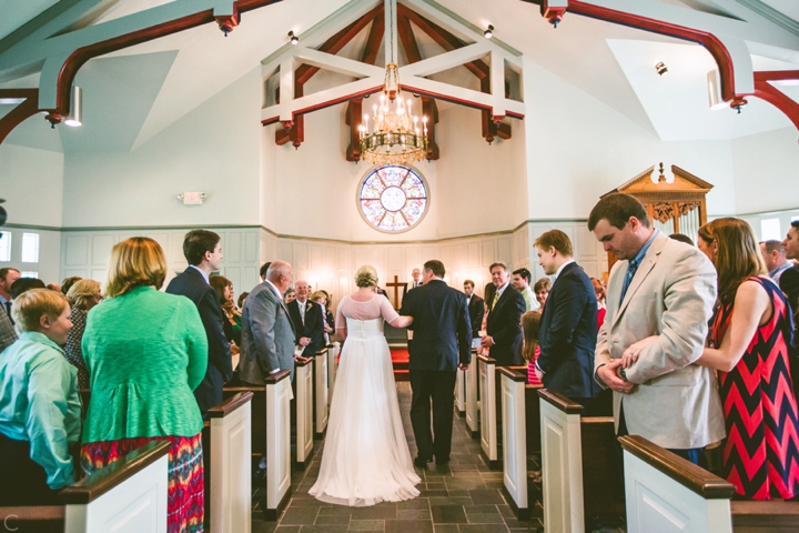 Bride and dad walking down aisle