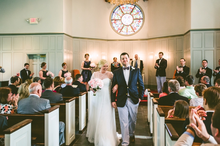 Bride and groom recessing