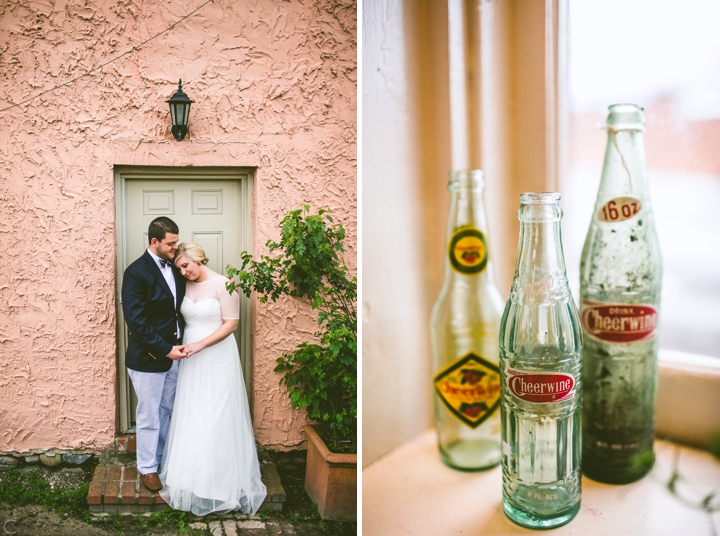 Couple portrait and Cheerwine bottles