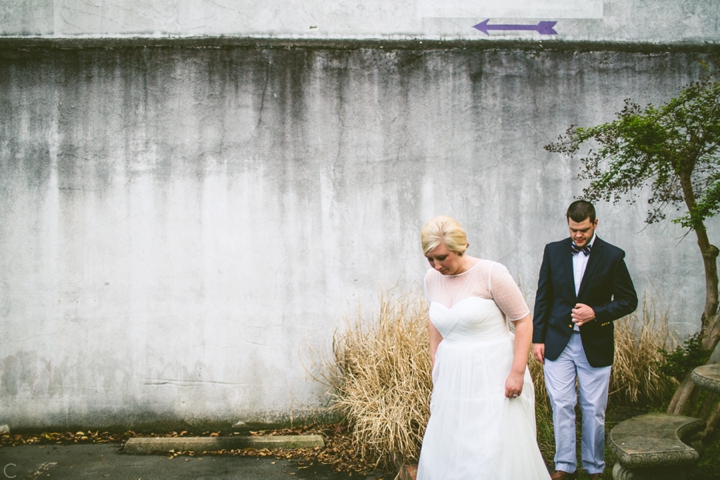 Bride and groom walking