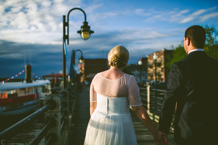 Couple walking down Riverwalk