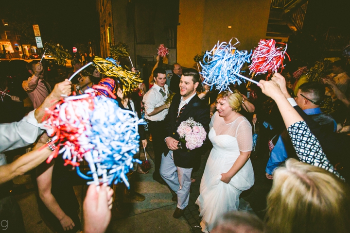 Pom pom wedding exit