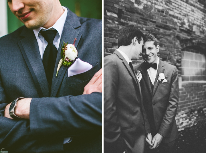 Black and white groom portrait