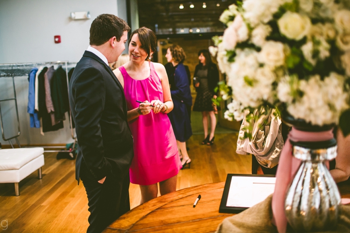 Wedding guests talking