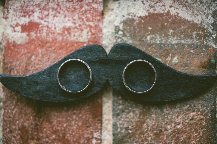 Wedding rings on a mustache