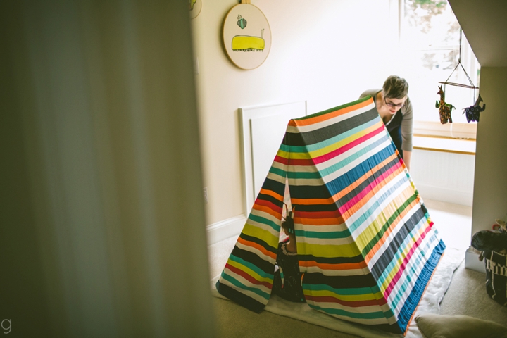 striped children's play tent