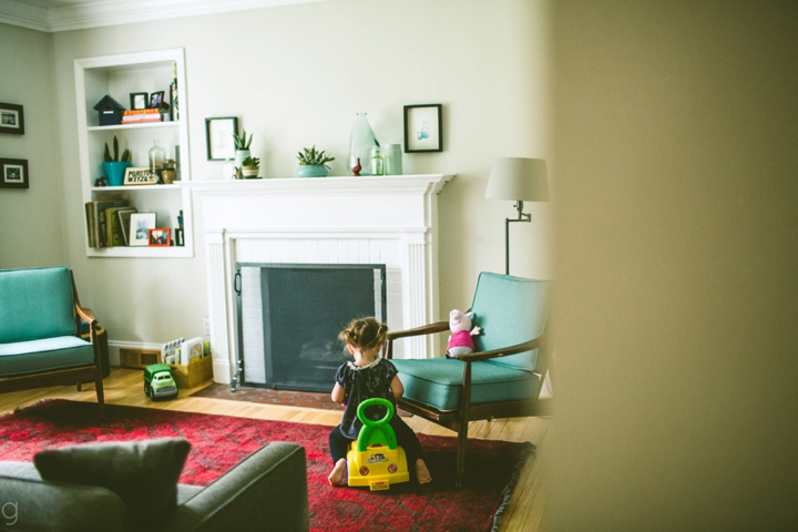 child playing in living room