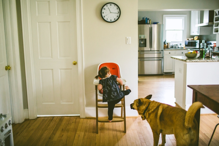 child in kitchen