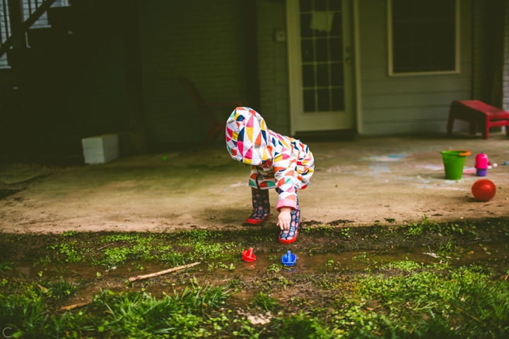 playing in puddles