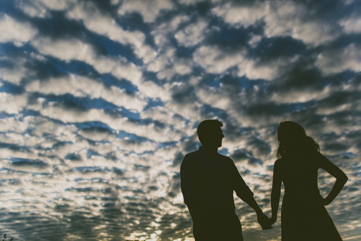 silhouetted engagement photo