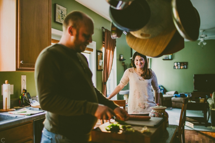 Couple cooking in the kitchen