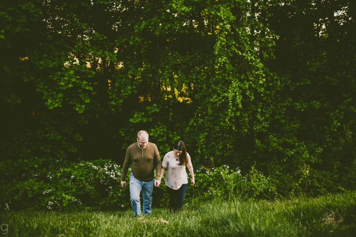 Couple walking up a hill