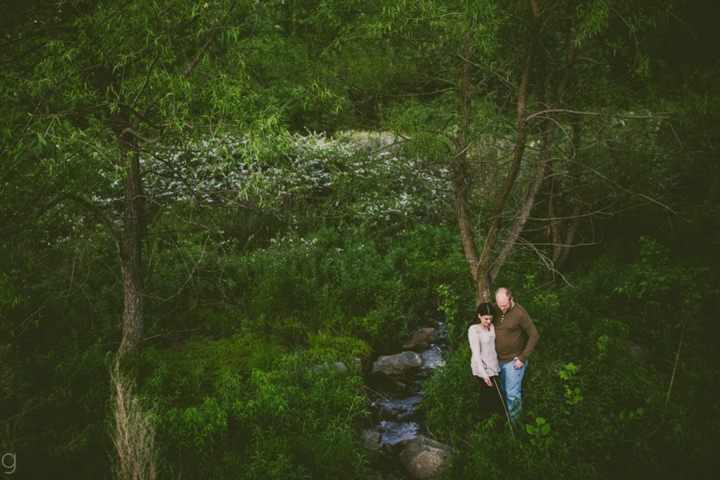 Couple walking in woods