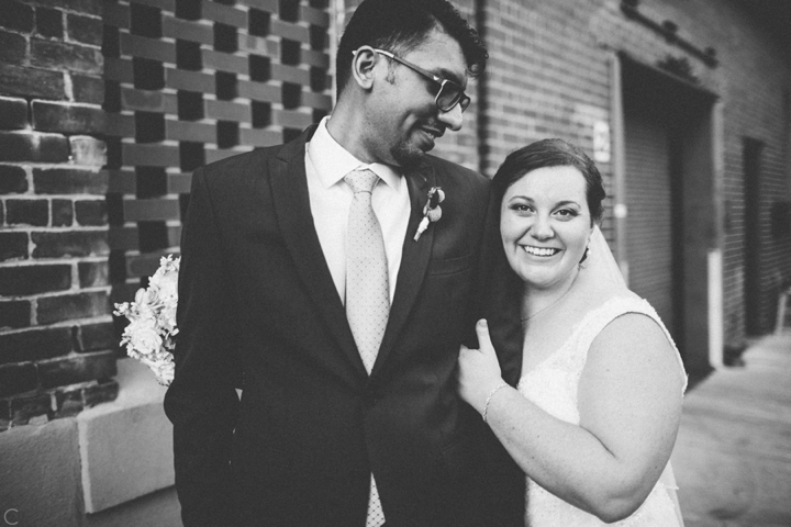 Black and white wedding portrait